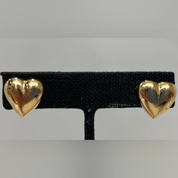 Jewelry - 14k Solid YG Puffy Heart Post Earrings 5/8" medium size